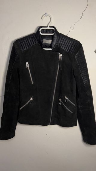 Chaqueta Biker Negra Mujer Mango Talla XS
