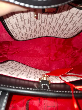 Bolso Carolina Herrera CH Beige/Rojo