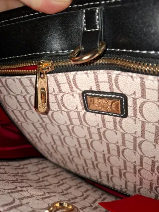 Bolso Carolina Herrera CH Beige/Rojo