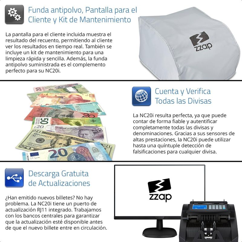 ZZap NC20i Nueva Contadora de Billetes afbeelding 7