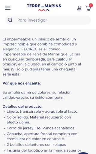 Impermeable Terre de Marins plateado