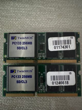 2x TwinMOS PC133 256MB SDRAM Módulos