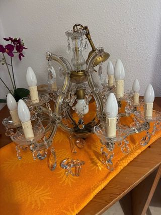 Lámpara de salón de cristal y metal