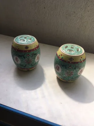 2x Jingdezhen Mun Shou artesanías porcelana nuevas