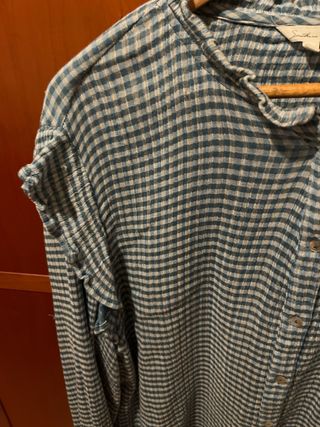 Camisa Santhen Talla L Cuadros Azul Blanco