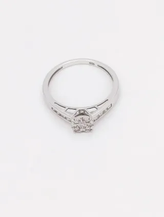 Anillo Roseton en Oro blanco de 18k