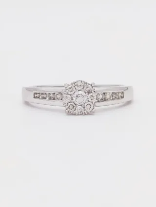 Anillo Roseton en Oro blanco de 18k