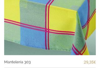 Mantel cuadros azul y amarillo