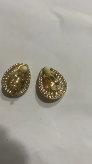 Orecchini clip vintage perla e strass