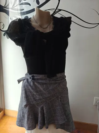Falda Zara asimétrica cuadros
