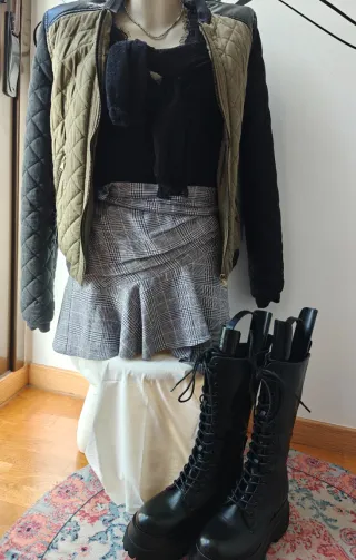 Falda Zara asimétrica cuadros