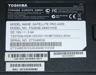 Portátil Toshiba Satellite Pro A200 Windows Xp