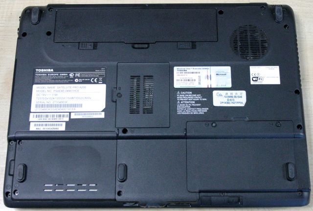 Portátil Toshiba Satellite Pro A200 Windows Xp