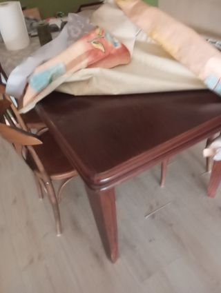 Mueble comedor colonial madera y cristal