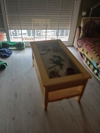 Mueble comedor colonial madera y cristal