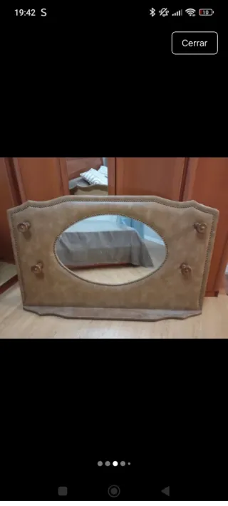 Espejo vintage cuero marrón