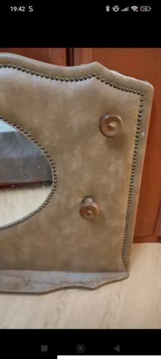 Espejo vintage cuero marrón