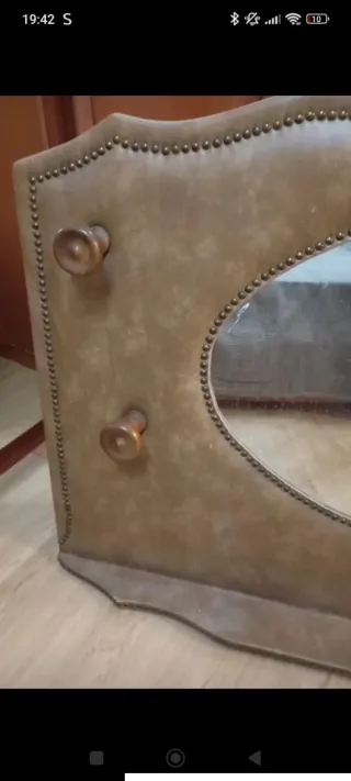 Espejo vintage cuero marrón