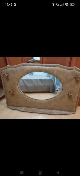 Espejo vintage cuero marrón