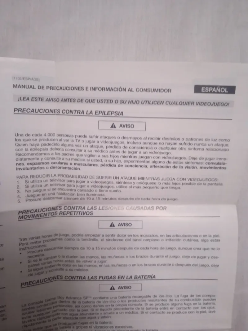 LOTE INSTRUCCIONES ORIGINALES GAME BOY ADVANCE SP afbeelding 8