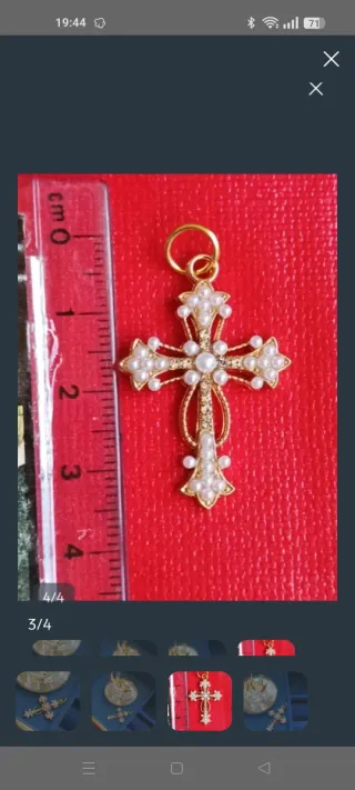 Cruz de fallera perlitas dorada