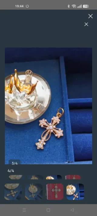 Cruz de fallera perlitas dorada