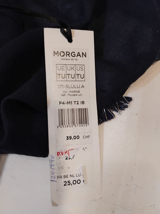Pañuelo Morgan azul con etiqueta