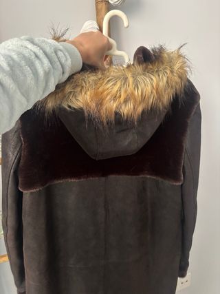 Abrigo piel marrón chocolate talla L