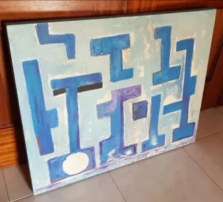 4 Quadri ad Olio con Tela e Cornice in Legno