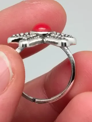 Anillo Estrella de Mar Plata 925 y Coral