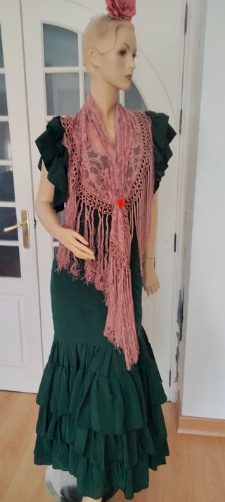 Traje Flamenca Verde Oscuro Talla 42