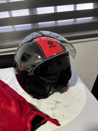 Casco Moto Shiro Negro y Rojo