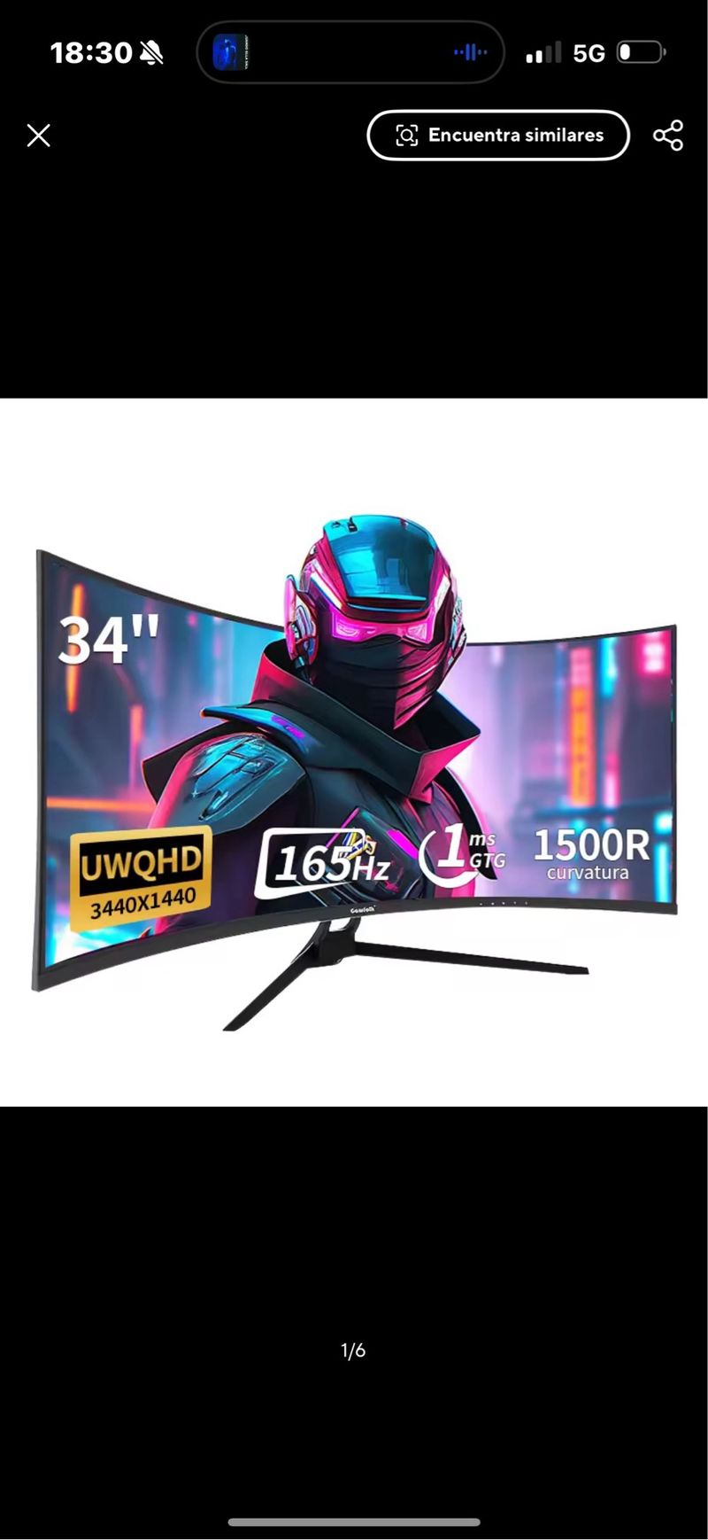 Monitor Curvo 34 UWQHD 165Hz 1ms