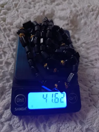 Collar Vintage Matiné Vidrio Negro y Dorado