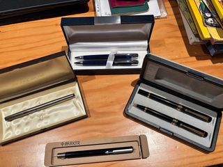 Set bolígrafos y plumas Parker, Inoxcrom y otros