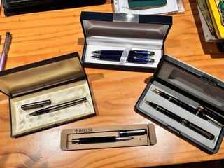 Set bolígrafos y plumas Parker, Inoxcrom y otros