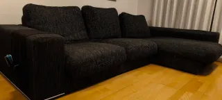 Sofá Chaiselongue Negro/Gris