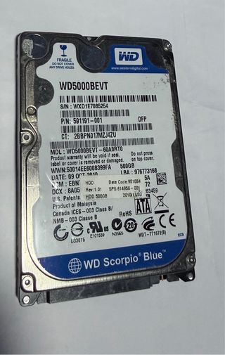 Disco Duro Western Digital WD5000BEVT 500GB