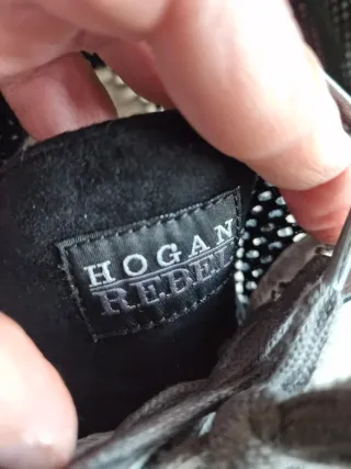 Zapatillas Hogan Rebel Cuña Malla Negra Rosa