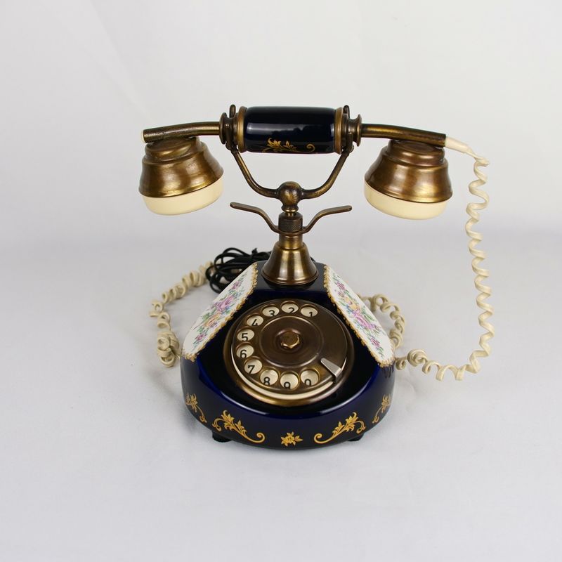 Teléfono de disco en cerámica con decoración floral afbeelding 2
