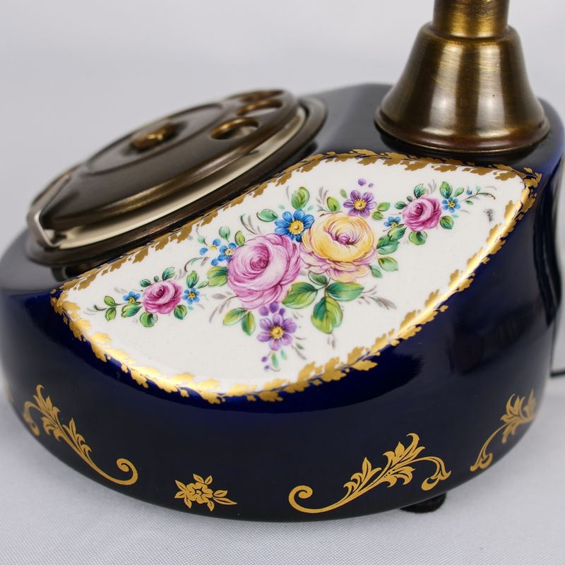 Teléfono de disco en cerámica con decoración floral afbeelding 4