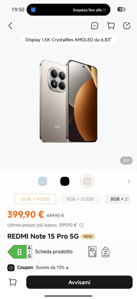 Xiaomi Redmi Note 15 Pro 5G 512GB Titanio