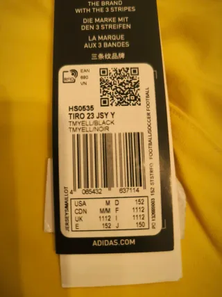 Camiseta Adidas niño amarilla Talla S