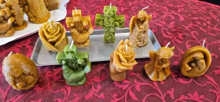 Velas artesanales de cera de abeja y cera de soja