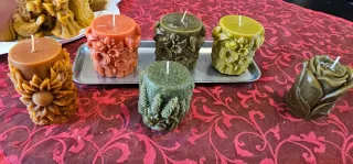 Velas artesanales de cera de abeja y cera de soja