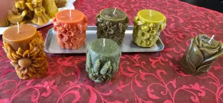 Velas artesanales de cera de abeja y cera de soja