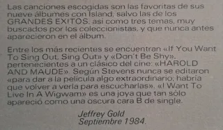 LP de Cat Stevens: "Footsteps In The Dark" (1984)