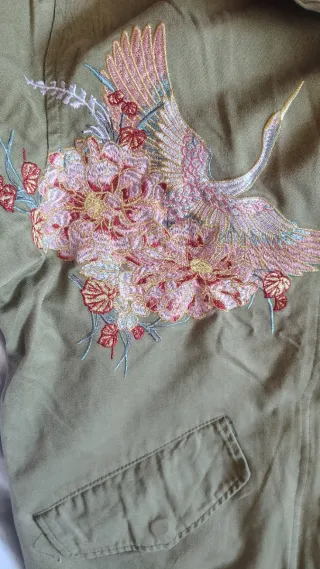 Chaqueta 1ft Mujer Talla m Verde Bordada