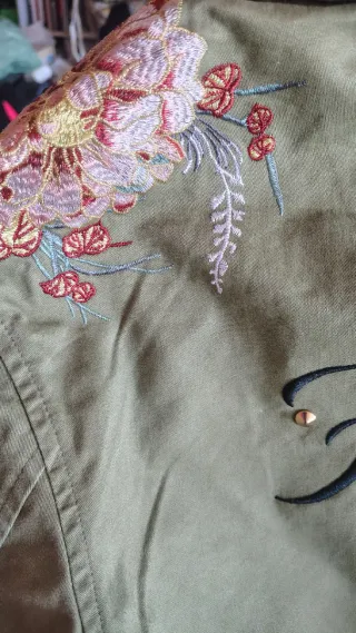 Chaqueta 1ft Mujer Talla m Verde Bordada