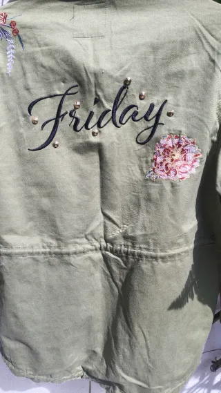 Chaqueta 1ft Mujer Talla m Verde Bordada